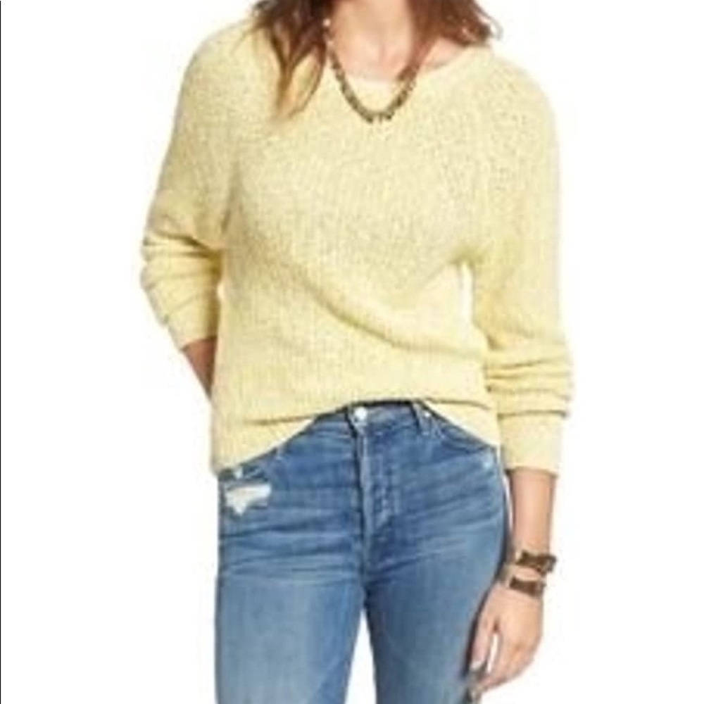 NWT Free People Electric City Cotton Linen Blend  Knit Pullover Sweater Slouchy